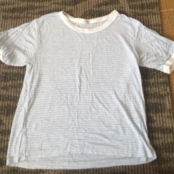 Light blue/white striped John Galt crop top :)