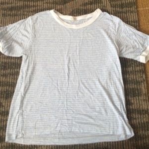 Light blue/white striped John Galt crop top :)