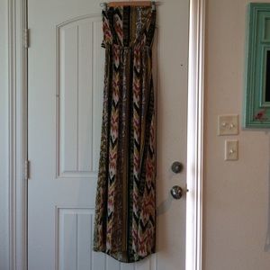 Long colorful strapless dress