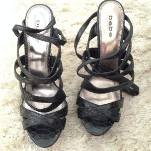 Strappy bebe shoes black size 10
