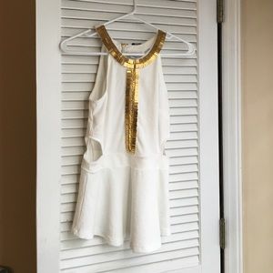 White and gold Bebe top