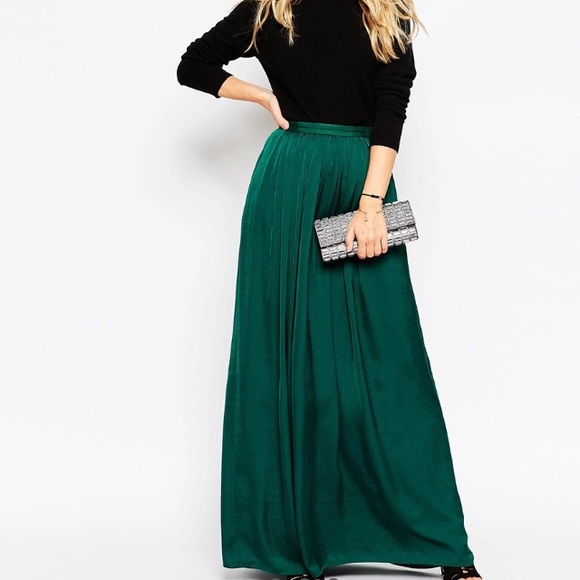 Satin, ocean green skirt.