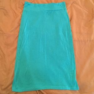 Turquoise cotton pencil skirt