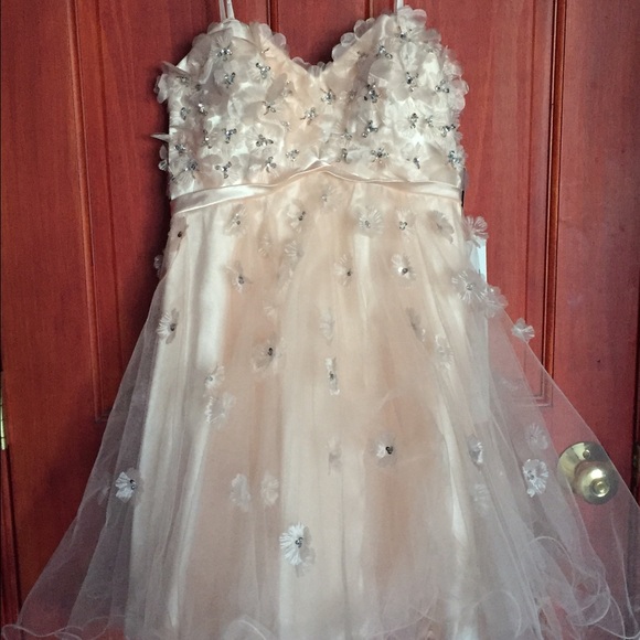 Strapless blush floral dress