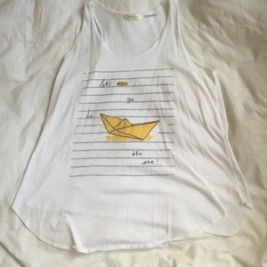Love Jessica white paper boat tank top