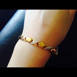 14k plate over sterling silver diamond bracelet