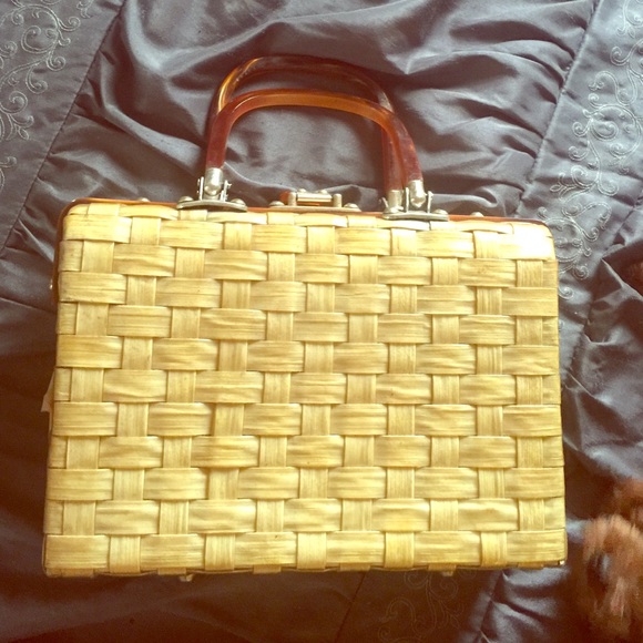 Vintage Style craft plastic wicker box purse