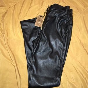 Liquid leather high waisted skinny jeans
