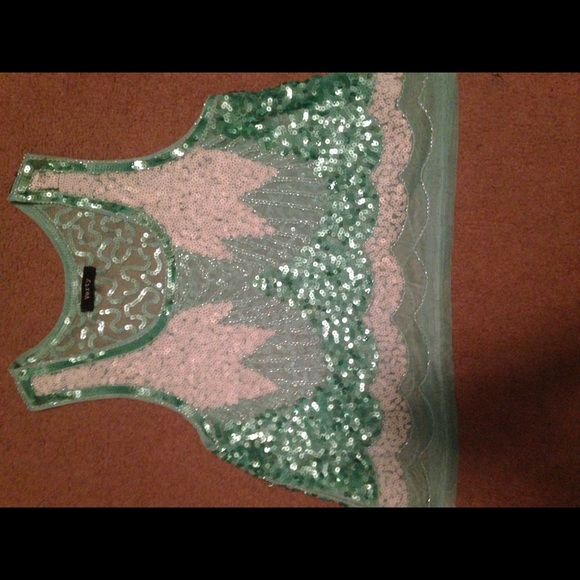 Sequin crop top, light teal
