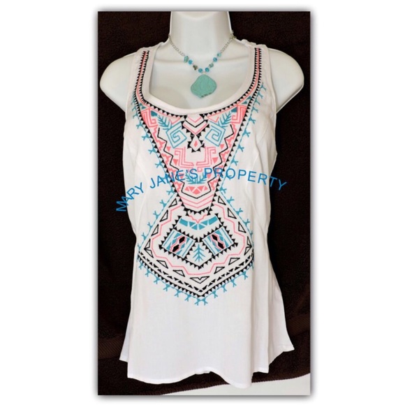 Embroidered front T-tank cute XS S L - Picture 2 of 3