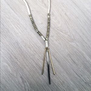 Free People Long White & Gold Necklace