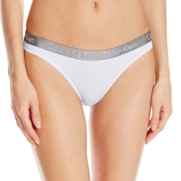 Two Calvin Klein silver lining thongs