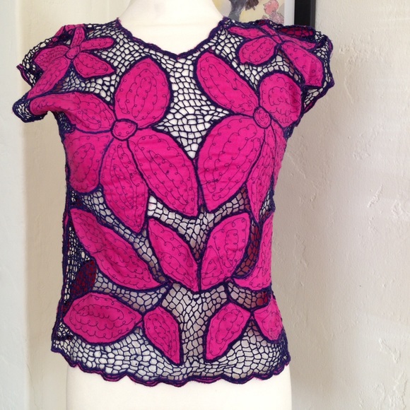 Vintage bright floral netted shirt