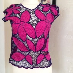 Vintage bright floral netted shirt