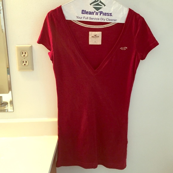 Relaxed Burn-Out Maroon V-Neck Tee