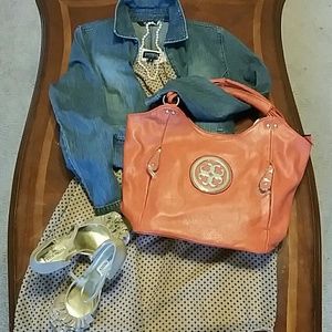 Tan w/black polka dot dress