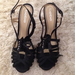 Bebe satin lace up pumps size 10