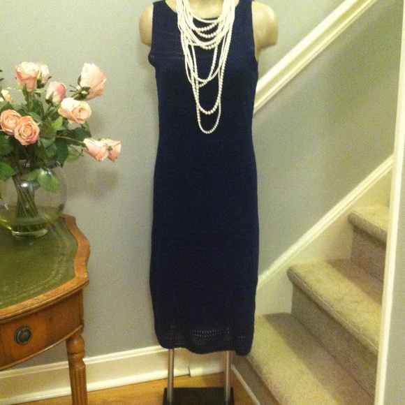 Navy RL crochet dress w jkt Worn 1x for 3 hrs.