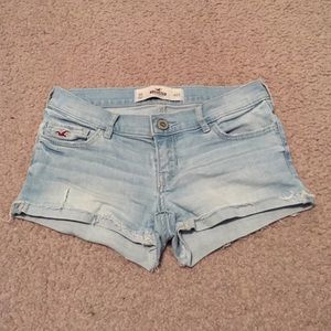Hollister Light Wash Low Rise Jean Shorts.