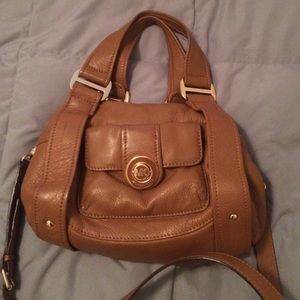 Michael Kors dark tan satchel w/ cross body strap