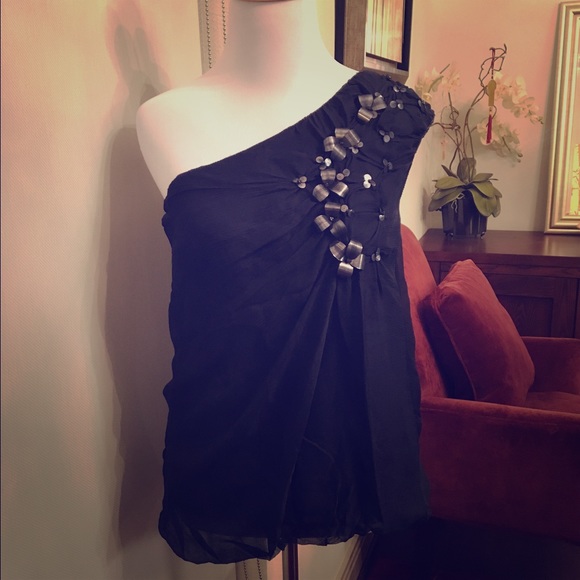 Max Studio silk one shoulder top