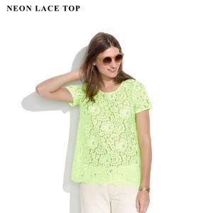 Madewell Lace top in chartreuse