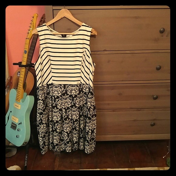 Damask/Striped Skater Dress