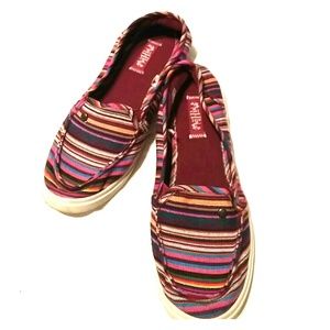 Multi colored striped flats