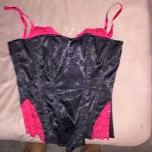 Black and red peekaboo bra corset