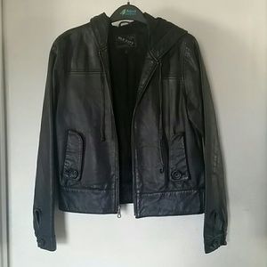 Hooded leather jacket
