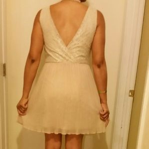 Lace top/sheer bottom dress