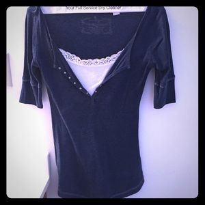 Robbed Henley with Lace Camisole