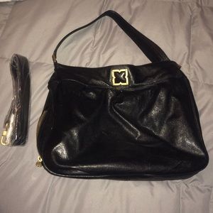 BCBG black leather hobo bag
