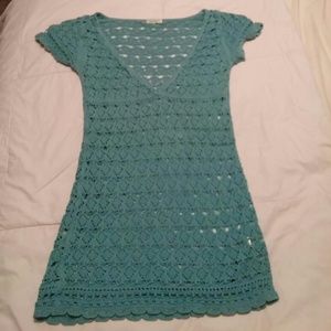 Old Navy Turquoise Crocheted Top