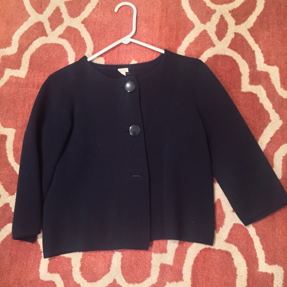 J.Crew Navy Sweater Jacket 3/4 Sleeves Small - Picture 1 of 3