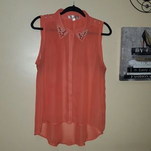Orange button up blouse