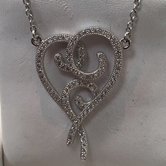 925 CZ pave abstract heart