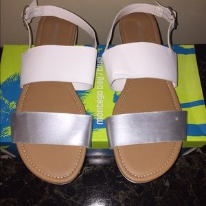 Silver and white sandals