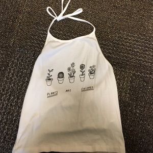 Plants are friends cropped halter top