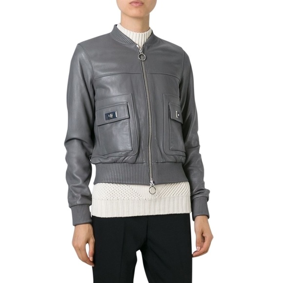 michael kors leather bomber