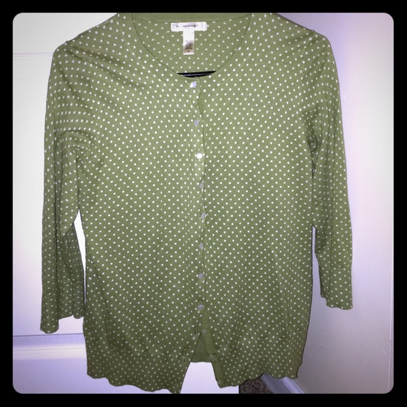 Apple green polka dot silk cardigan