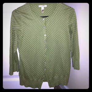 Apple green polka dot silk cardigan
