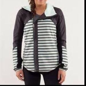 Lululemon Get Up & Glow Mint Stripe Black Jacket