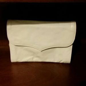 Vintage White leather purse with strap
