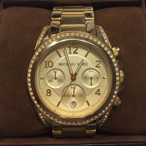 Michael Kors Gold Chronograph Watch w/Rhinestones