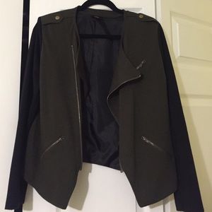 Army green color block blazer