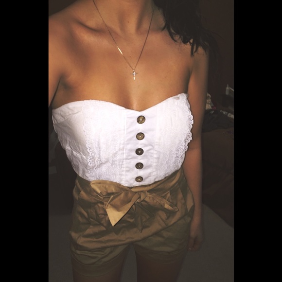 💠Button up Lace & Taupe Romper💠