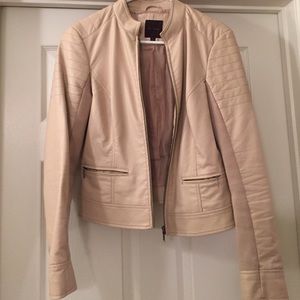 Creme faux leather The Limited Moto Jacket
