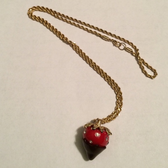 Chocolate covered strawberry necklace