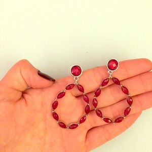 Red jeweled drop earrings